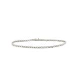 Pulsera riviére en oro blanco con diamantes talla brillante engastados en garras. Peso diamantes: