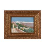 Enrique Simonet Lombardo (Valencia, 1864-Madrid, 1927) Paisaje andaluz. Óleo sobre tela. Firmado. 27