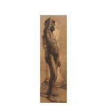 Jaume Pahissa (Barcelona, 1846-1928) Desnudo masculino. Dibujo a carboncillo sobre papel. Firmado.