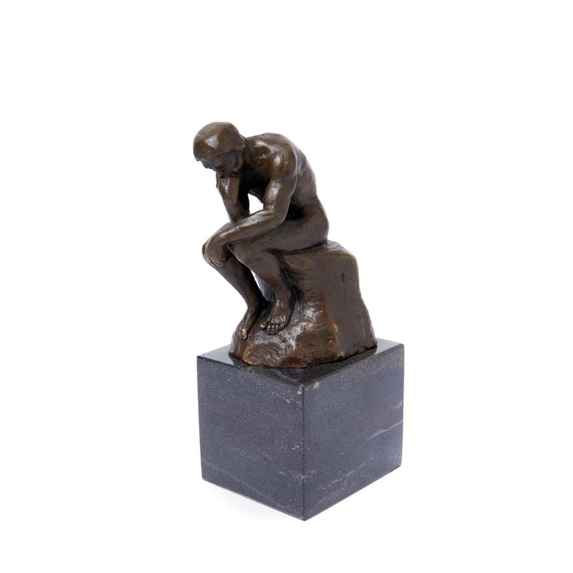 Escuela francesa, s.XX. El pensador. Escultura en bronce según modelo de Auguste Rodin. Firmada.