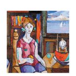 Miquel Torner de Semir (Santa Pau, Girona, 1938) Mujer junto a la ventana. Óleo sobre tela. Firmado.
