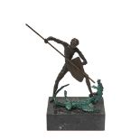 Joaquin Ros Bofarull (Barcelona, 1906-1991) San Jorge. Escultura en bronce patinado sobre peana en