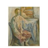 Jordi Rollán (Barcelona, 1940) Mujer sedente. Óleo sobre tela. Firmado. 60 x 50 cm.