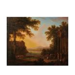 Escuela francesa, s.XVIII. Seguidor de Claude Lorrain. Sacrificio en el templo de Apolo. Óleo