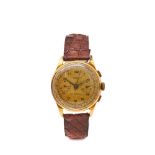 Reloj Chronographe Suisse de pulsera para caballero, c.1940. En oro y correa de piel no original.