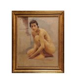 Ramon Casas (Barcelona, 1866-1932) Desnudo femenino. Óleo sobre tela. Firmado. Realizado c.1903.