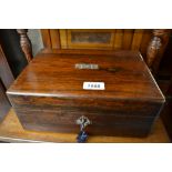 Victorian rosewood mother of pearl inlaid work box with inner tray