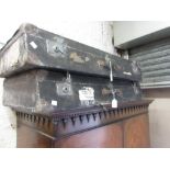 Two early 20th Century black rexine covered car trunks (at fault) together with a three section