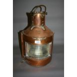 Copper Ship's Port lamp, pattern 23, marked Birmingham,