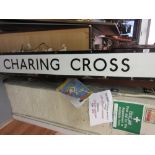 Enamelled tin plate Charing Cross railway station sign