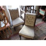 Two Victorian button upholstered low seat nursing chairs