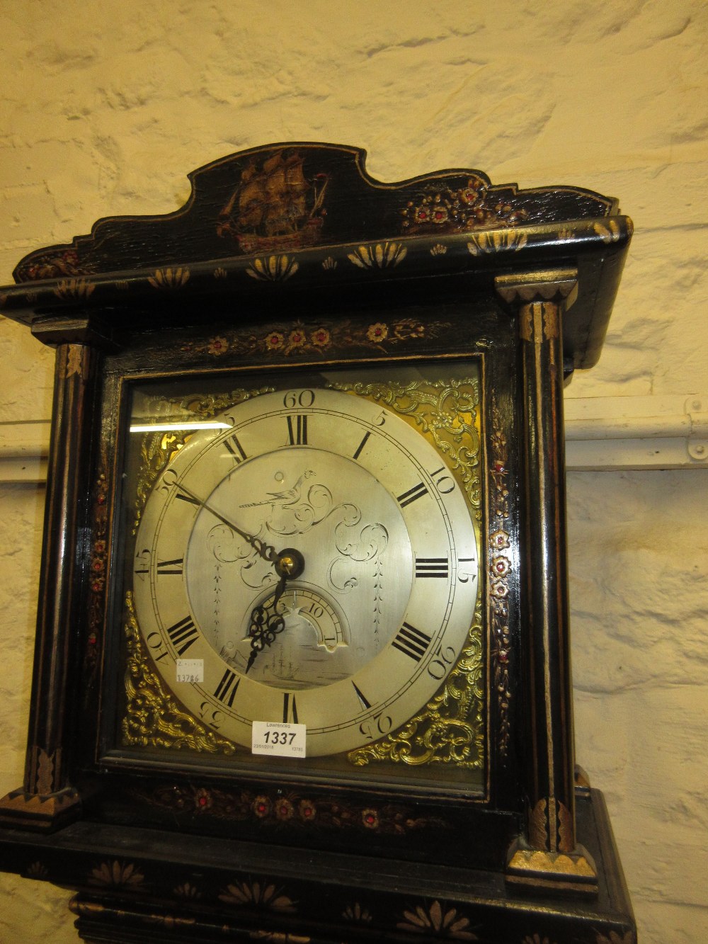 Black chinoiserie lacquer longcase clock, - Image 2 of 5