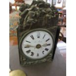 19th Century French Comtoise two train wall clock with alarm, the white convex dial,