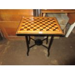 Rectangular parquetry inlaid occasional table and an Edwardian mahogany inlaid two tier occasional