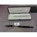 Unboxed Mont Blanc fountain pen and a boxed Parker Sonnet ball point pen in original box