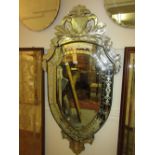 Venetian style etched glass sectional wall mirror,