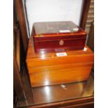 Hardwood work box with inlaid top,