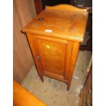 19th Century satinwood single door pot cupboard on square tapering supports