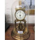 Early 20th Century brass three hundred day clock with glass display dome