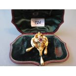 Victorian goldstone set brooch in original box (at fault)