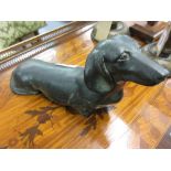 Patinated bronze figure of a dachshund,