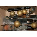 Quantity of brass door knobs with coppered brass back plates