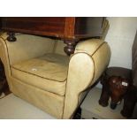 Art Deco cream rexine covered sitting room armchair