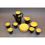 1950's Pallissy black and gilded part coffee set