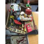 Quantity of various tin plate cast iron and other toys