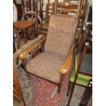 20th Century oak floral upholstered armchair on turned supports together with a quantity of various