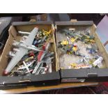 Two boxes containing a quantity of various World War I and II model aircraft including some