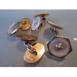 Pair of 9ct yellow gold oval cufflinks,