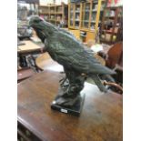 Good quality 20th Century dark patinated bronze figure of an eagle on a black marble plinth base,