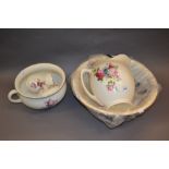 Early 20th Century floral decorated pottery jug and basin set with chamber pot,