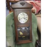 Early 20th Century oak cased wall clock with silvered dial,