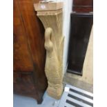 Large 20th Century carved hardwood newel post in the form of a swan