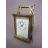 Small brass cased carriage clock with a single train movement,