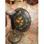 19th Century pedestal tilt top papier maché table with floral painted mother of pearl and gilt