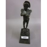 Small dark patinated bronze figure of Napoleon on a plinth base