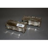 Pair of Birmingham silver Art Nouveau rectangular trinket boxes with hinged covers,