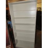 Grey painted pine tall open bookcase