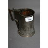 Birmingham silver tankard of tapering form with presentation inscription to Major A.