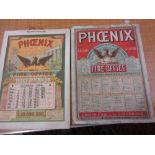 Two Phoenix Fire Office calendars for 1887 and 1894