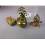 Three various novelty tape measures - plant in a pot,