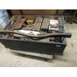 Tool box containing a large quantity of 19th Century woodworking tools and moulding planes,