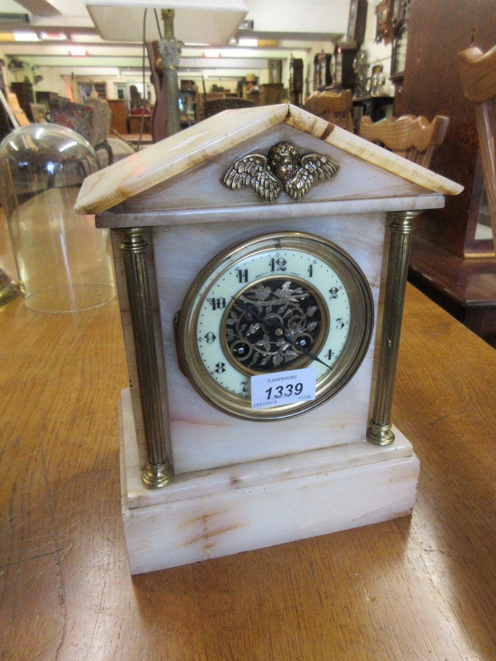 19th Century French alabaster and gilt brass mounted mantel clock,