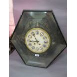 French ebonised and inlaid vineyard style two train wall clock,