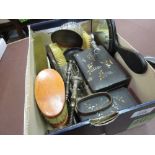 Box containing a quantity of various dressing table items,