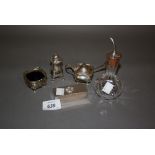 Three piece Birmingham silver condiment set,