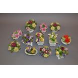 Collection of Aynsley porcelain flower ornaments